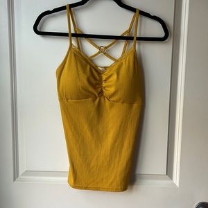 Strappy tank top, removable bra pads. No Boundaries.